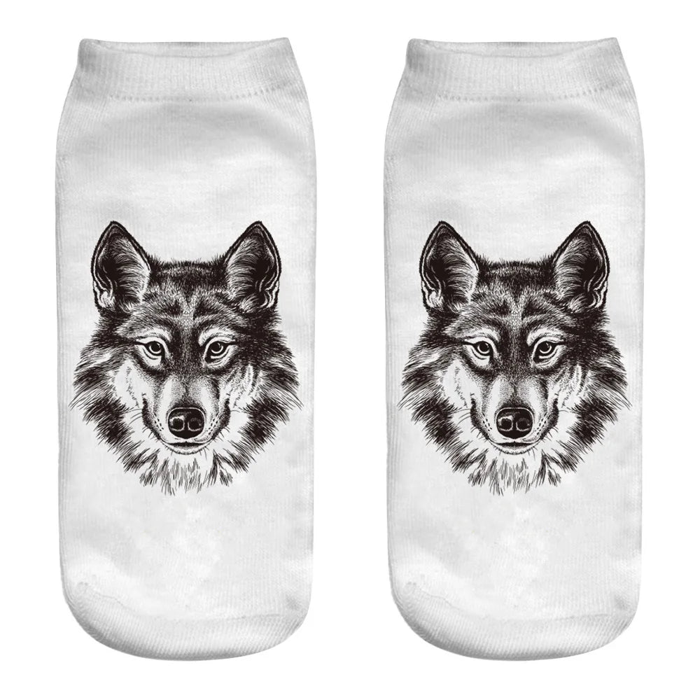 Wild Wolf Series Unisex Sox Women's Funny Cartoon Animal Cute 3D Print Ankle Socks Hot Fashion Punk Gothic Club Sokken