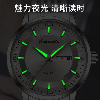 Mairuige Men’s Quartz Watch with Tungsten Steel Band and Dual Calendar
