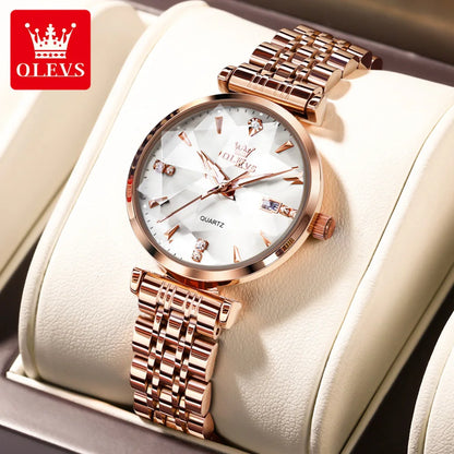 OLEVS 5536 Women's Luxury Watch - Sapphire Crystal, Zircon Scale, Chronograph, Waterproof