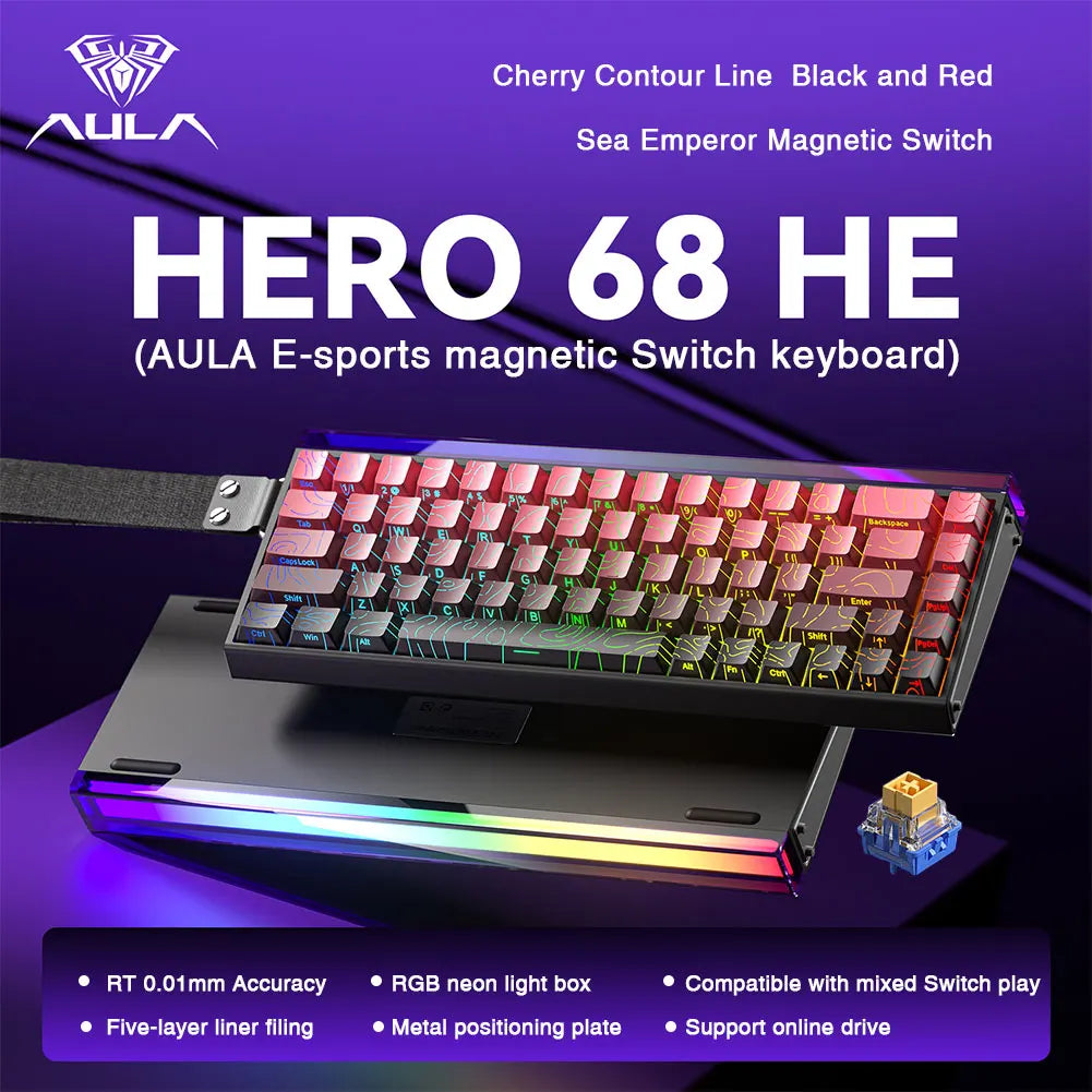 AULA HERO 68HE Magnetic Switch Keyboard - Rapid Trigger, 8K, Hot-Swap, RGB