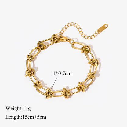 18K Gold Plated Twisted Bracelet - Stainless Steel Bangle