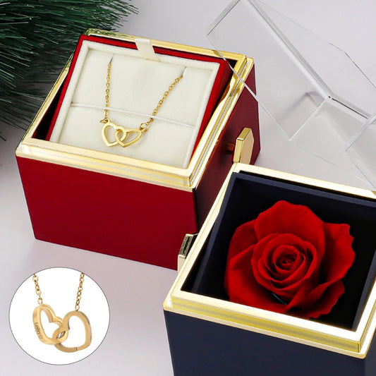Eternal Rose Box with Custom Heart Name Necklace