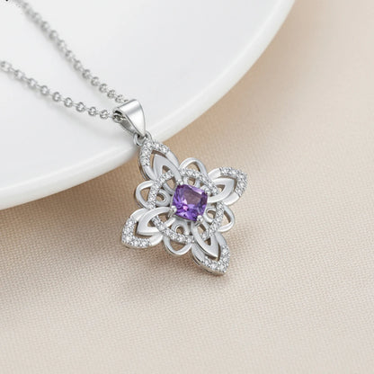 Celtic Knot Pendant Necklace – Stainless Steel, Zircon, Silver