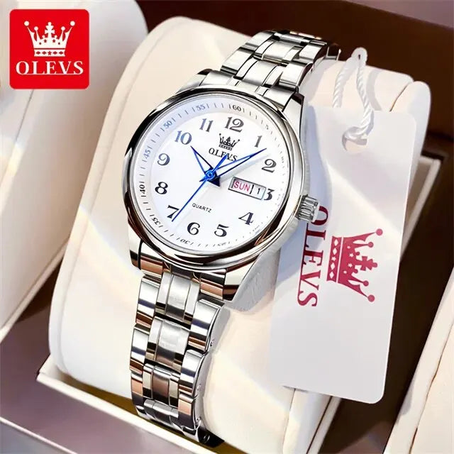 OLEVS Women’s Stainless Steel Quartz Watch with Date and Week Display