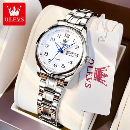 OLEVS Women’s Stainless Steel Quartz Watch with Date and Week Display