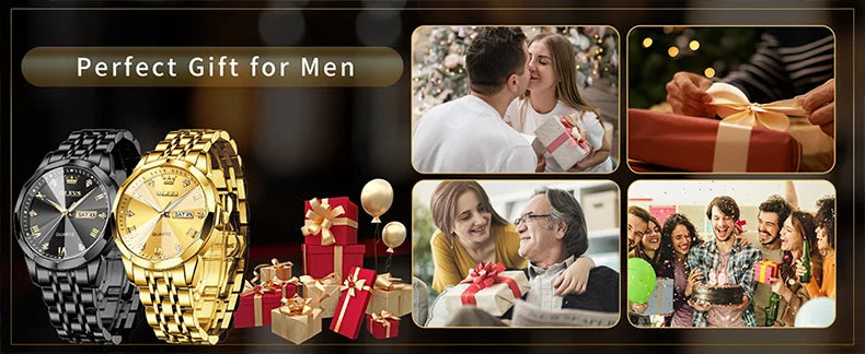 OLEVS 9931 Men's Watch - Rhombus Mirror, Waterproof, Luminous, Stainless Steel, Date Week