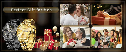 OLEVS 9931 Men's Watch - Rhombus Mirror, Waterproof, Luminous, Stainless Steel, Date Week