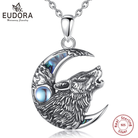 Wolf Moonstone Necklace