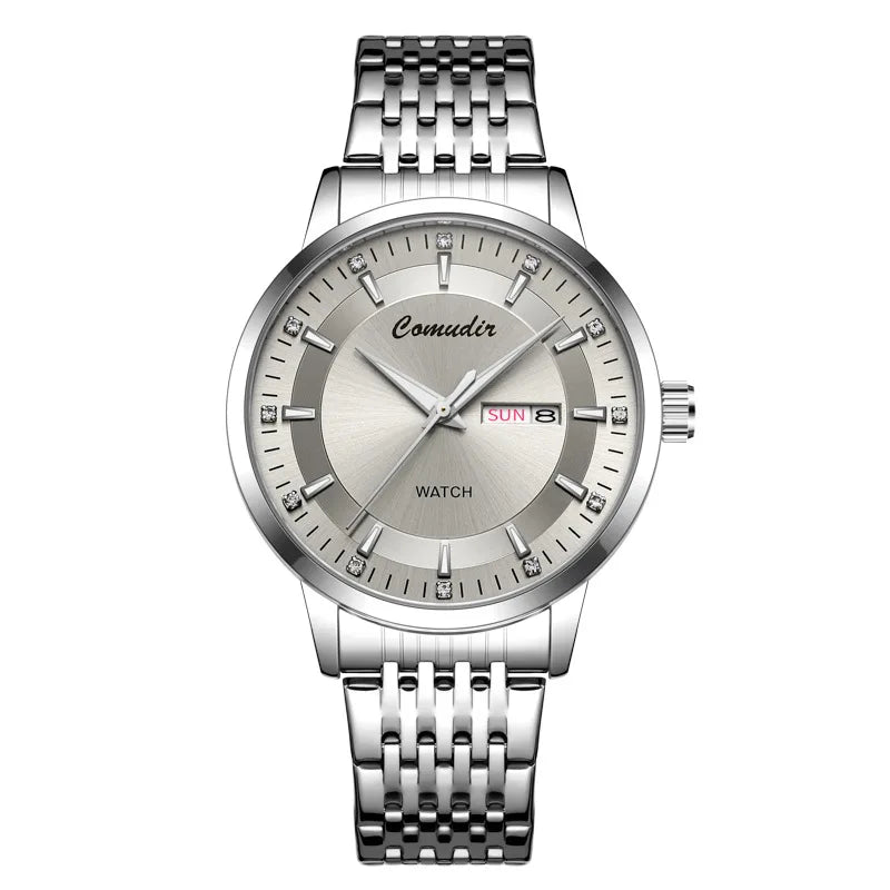 Mairuige Men’s Quartz Watch with Tungsten Steel Band and Dual Calendar