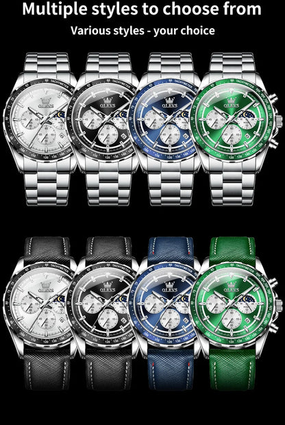 OLEVS 2945 Men's Watch - Moon Phase, Chronograph, Waterproof, Backlight, Fashion Quartz