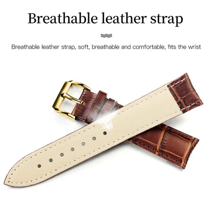 OLEVS 5566 Watch - Fashion Quartz, Leather Strap, Waterproof, Arabic Numeral, Men & Women