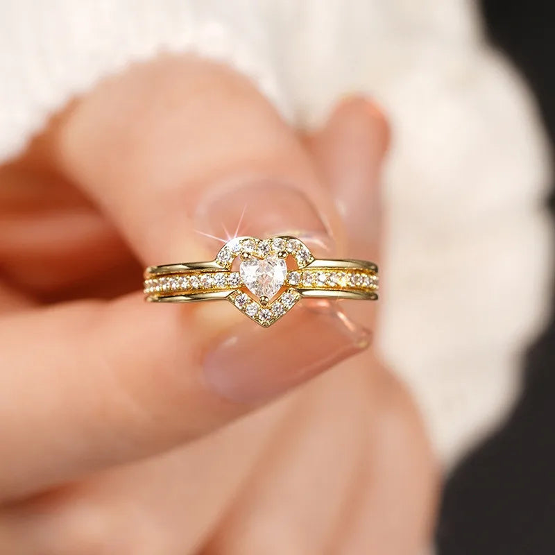 Modyle 925 Sterling Silver Heart Zirconia Ring – Wedding