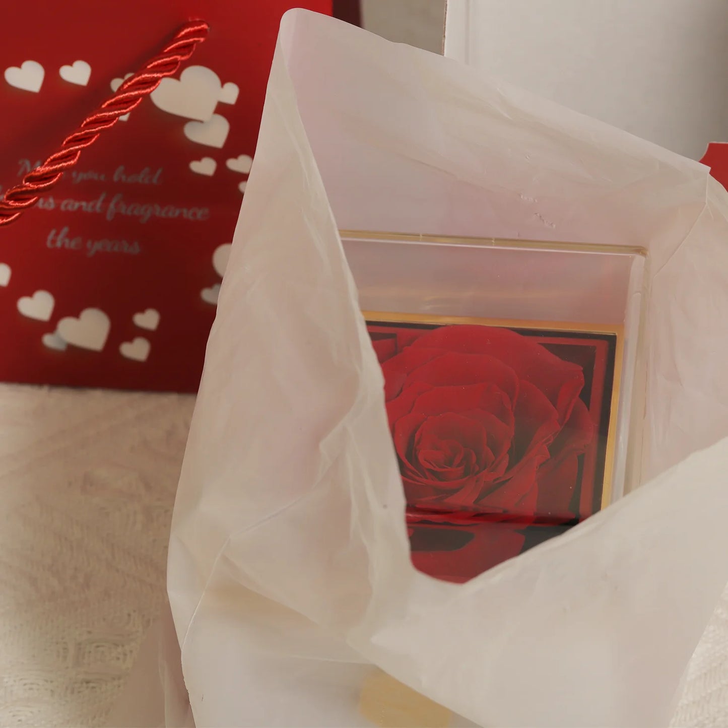 Eternal Rose Box with Custom Envelope Necklace Gift Set