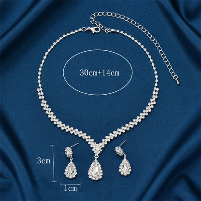 V-Shaped Rhinestone Necklace & Earrings Set - Luxury Jewelry