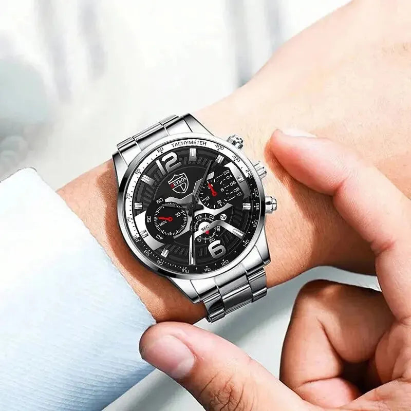 DEYROS Men's Fashion Quartz Watch - Stainless Steel Band, Numberless Dial, Casual Business