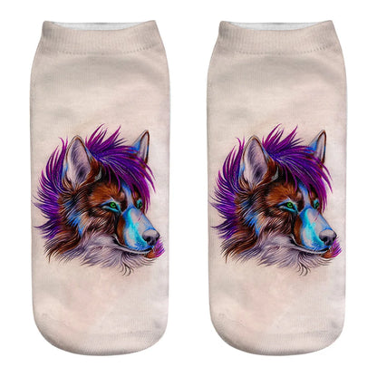 Wild Wolf Series Unisex Sox Women's Funny Cartoon Animal Cute 3D Print Ankle Socks Hot Fashion Punk Gothic Club Sokken