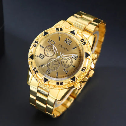 DEYROS Men's Classic Quartz Watch - Alloy Band, Numberless Dial, Auto Date, Folding Clasp
