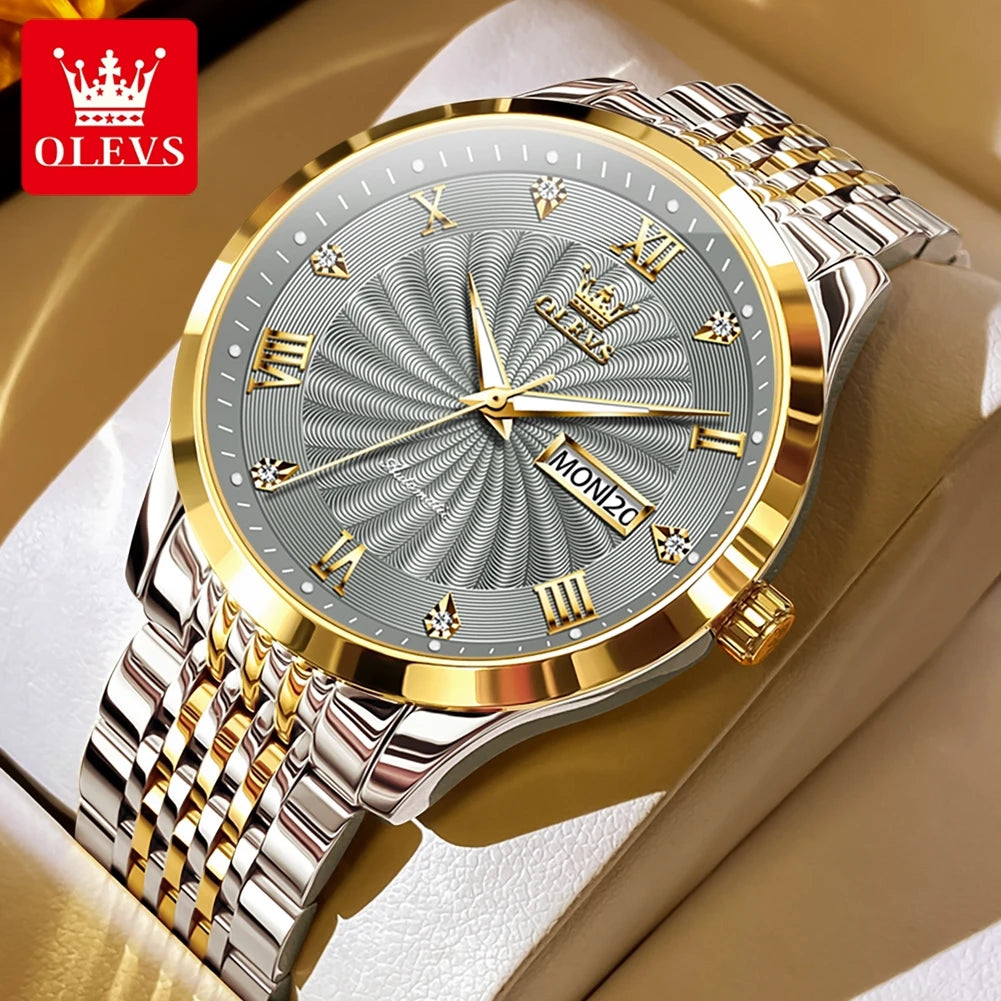 OLEVS 6630 Men's Watch - Automatic Mechanical, Threaded Dial, Waterproof, Stainless Steel, Luxury