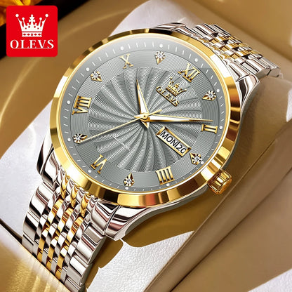 OLEVS 6630 Men's Watch - Automatic Mechanical, Threaded Dial, Waterproof, Stainless Steel, Luxury