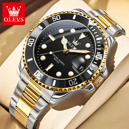 OLEVS 5885 Men's Watch - Original Brand, Waterproof, Stainless Steel, Automatic Date, Gifts