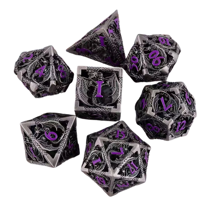 Metal Dragon Dice Set - Hollow D&D Polyhedral Dice