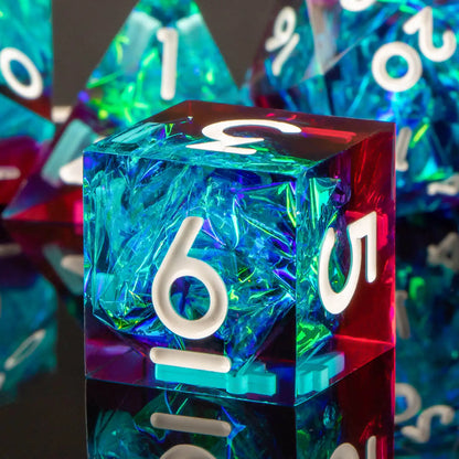 7-Piece Handmade Resin DnD Dice Set - Sharp Edge RPG Dice