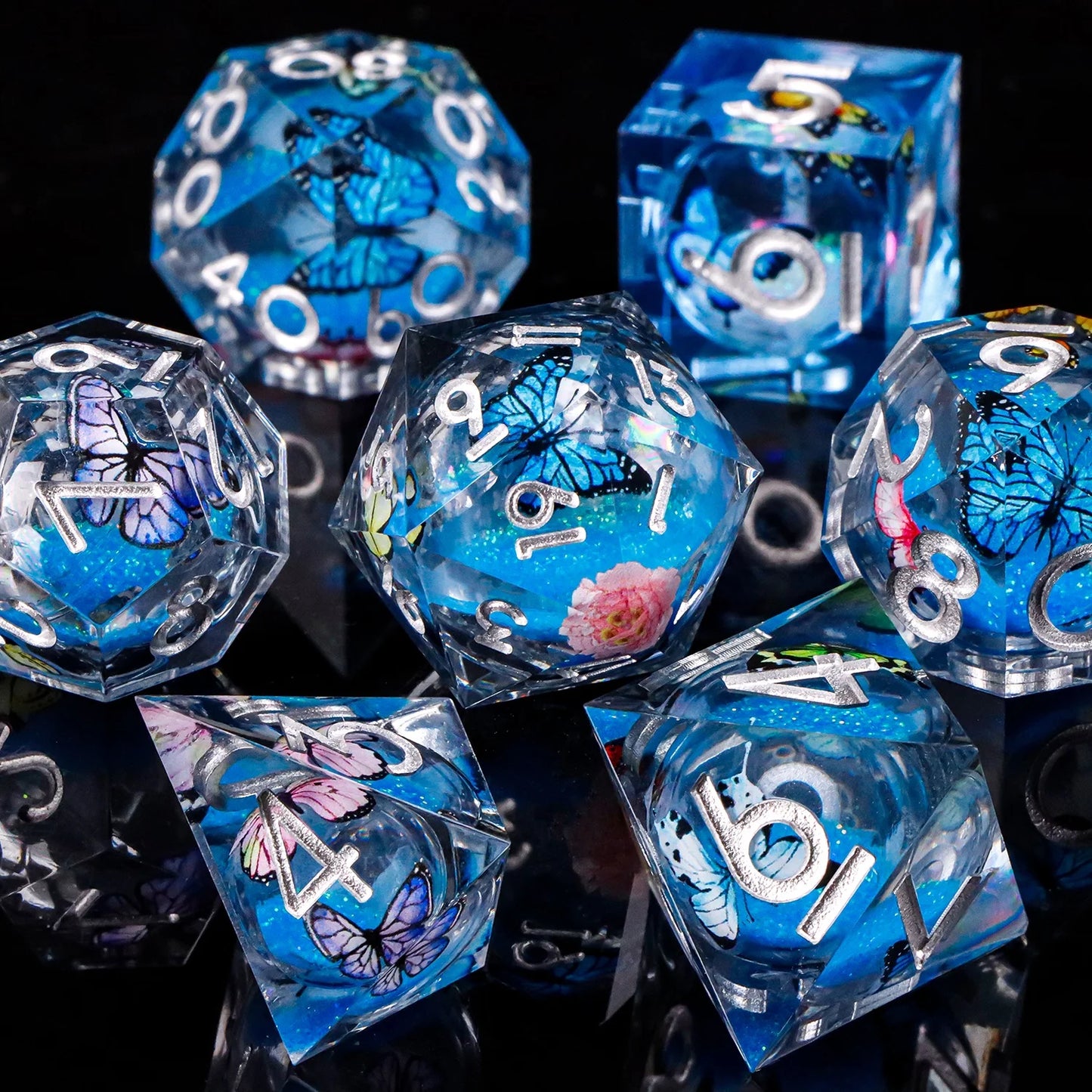 Liquid Core Butterfly DnD Dice Set – 7 Pcs