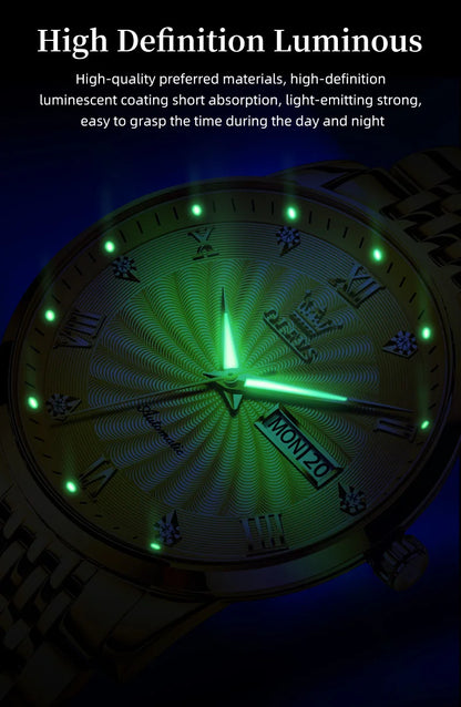 OLEVS 6630 Men's Watch - Automatic Mechanical, Threaded Dial, Waterproof, Stainless Steel, Luxury