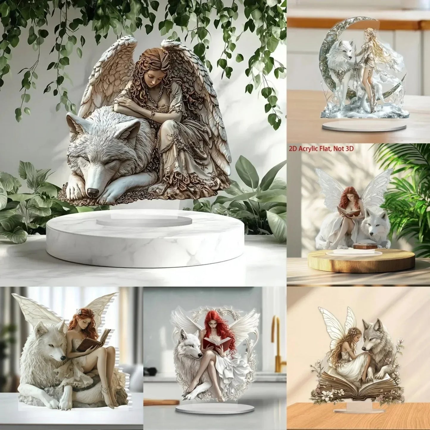 Wolf and Fairy Acrylic Plaque - 20x20cm 2D Desktop Decor Sign