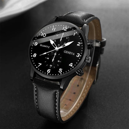 Men's Casual Leather Band Quartz Watch - Business Style