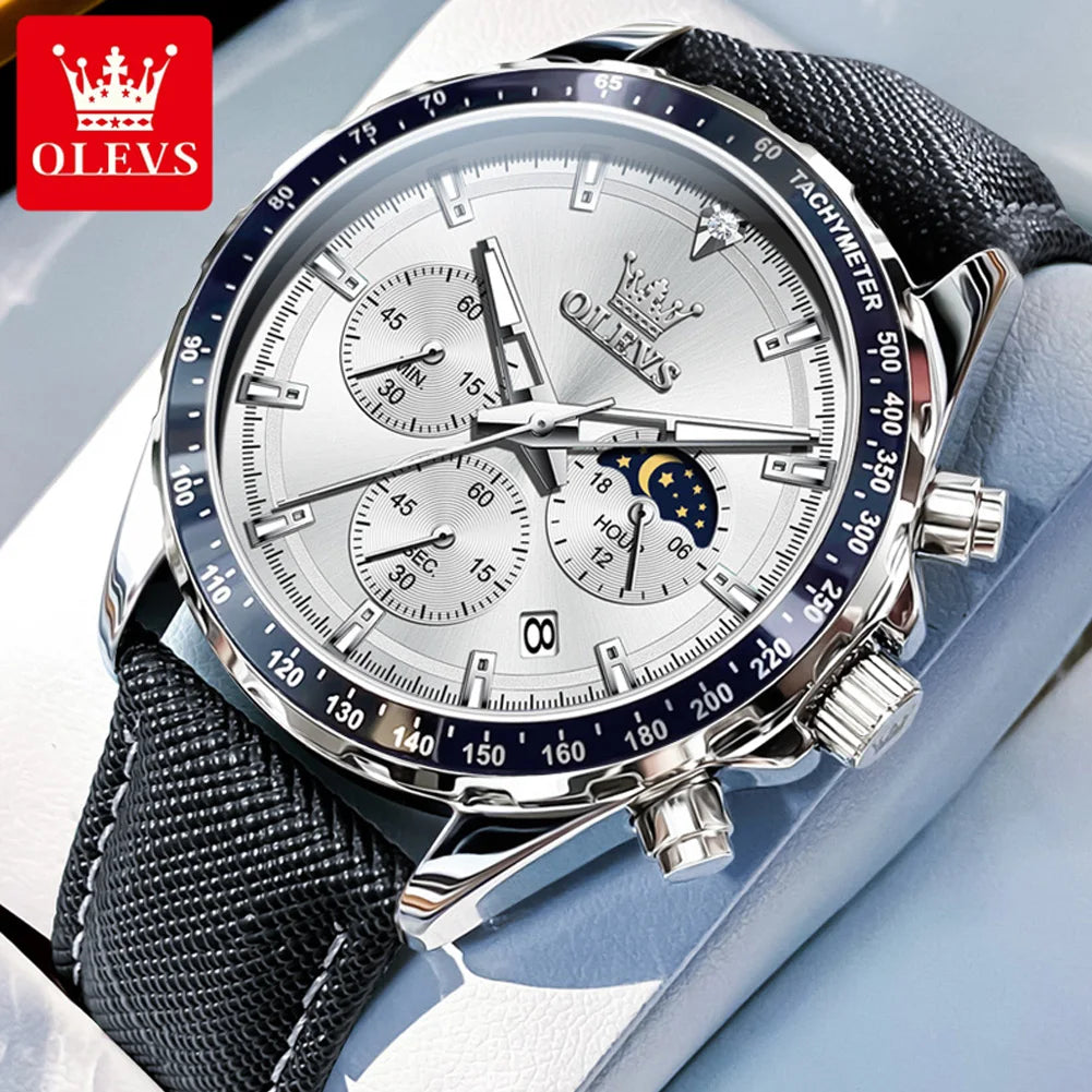 OLEVS 2945 Men's Watch - Moon Phase, Chronograph, Waterproof, Backlight, Fashion Quartz