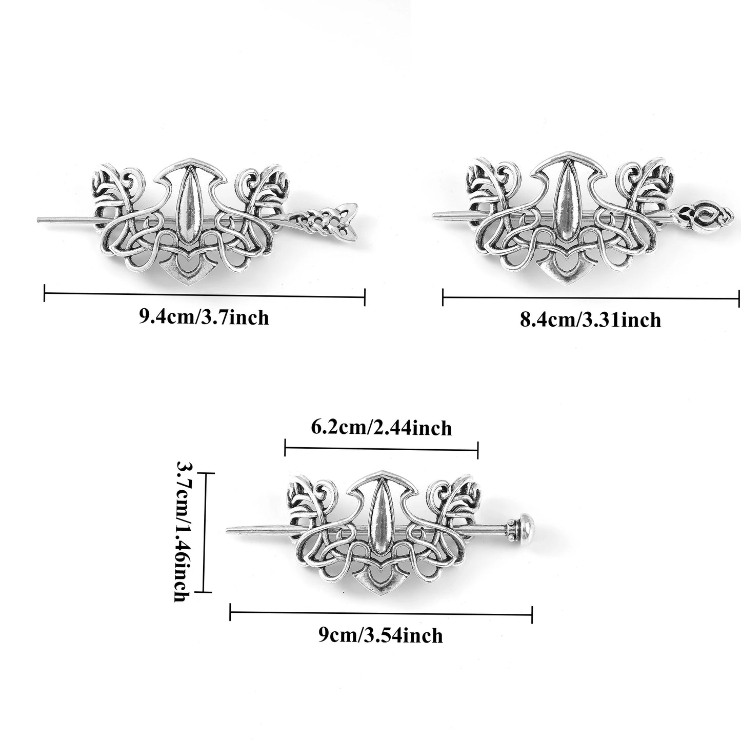 Celtic Knot Sweater Pin – Viking Style, Zinc Alloy, Silver, 3 Styles