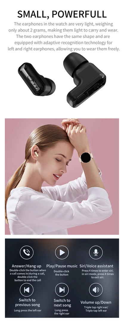 2-in-1 Smartwatch with TWS Earbuds - 1.39" IPS, Heart Rate, IP67, Bluetooth 5.0, 300mAh