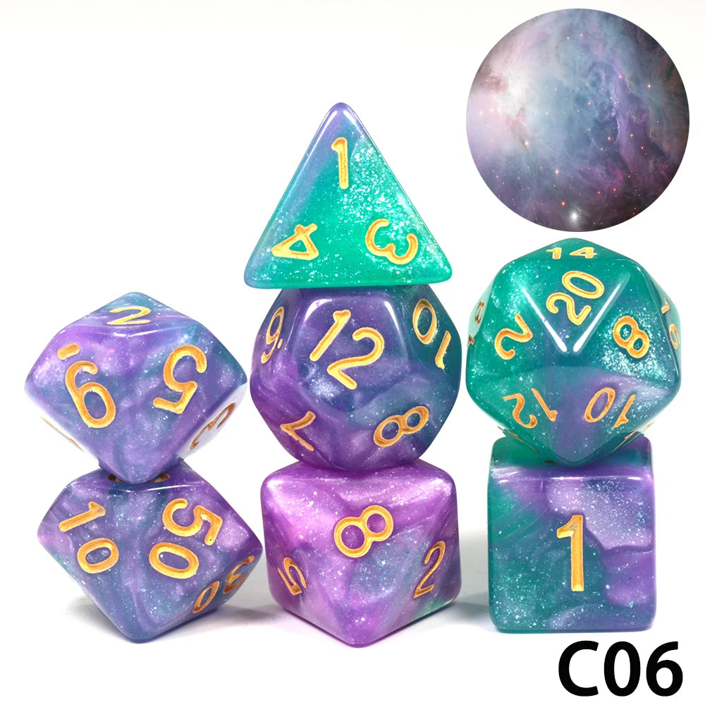 7-Piece Acrylic Polyhedral Dice Set for D&D and RPG Games
