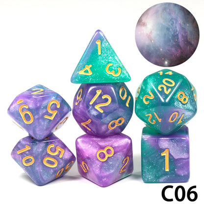 7-Piece Acrylic Polyhedral Dice Set for D&D and RPG Games