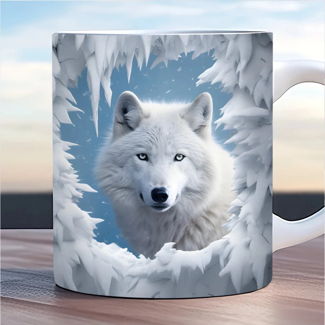 Wolf & Dog Beer Picture Ceramic Coffee Mug - 350ml Gift Cup