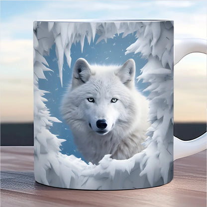 Wolf & Dog Beer Picture Ceramic Coffee Mug - 350ml Gift Cup