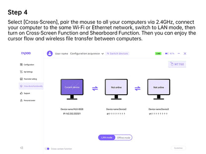 Rapoo MT760 Wireless Mouse - Multi-Device, 4000 DPI, Rechargeable, Bluetooth & 2.4GHz