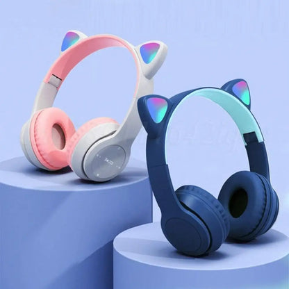 Cat Ear Wireless Headphones - LED Glow Light, Bluetooth 5.0, Kids & Adults