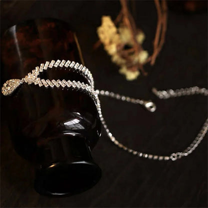 V-Shaped Rhinestone Necklace & Earrings Set - Luxury Jewelry