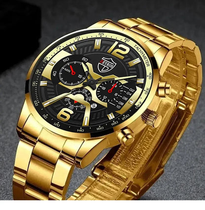 DEYROS Men's Fashion Quartz Watch - Stainless Steel Band, Numberless Dial, Casual Business