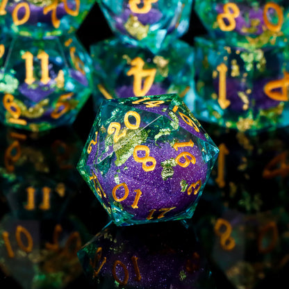 7-Piece Sharp-Edge Resin RPG Dice Set with Liquid-Core Options