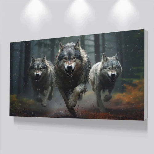 Running Wolf Canvas Poster - Waterproof Ink Spray Painting Wall Art