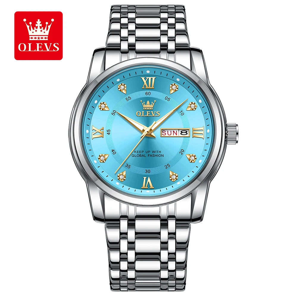 OLEVS Men’s Stainless Steel Quartz Watch with Roman Numerals, Model TY712
