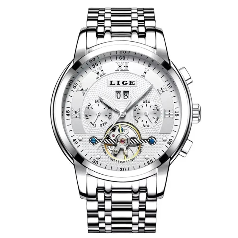LIGE LG9841 Men’s Automatic Mechanical Watch with Stainless Steel Band