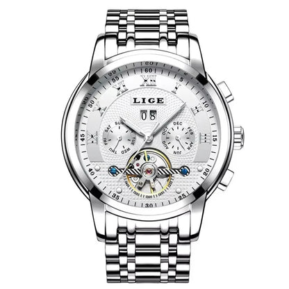 LIGE LG9841 Men’s Automatic Mechanical Watch with Stainless Steel Band