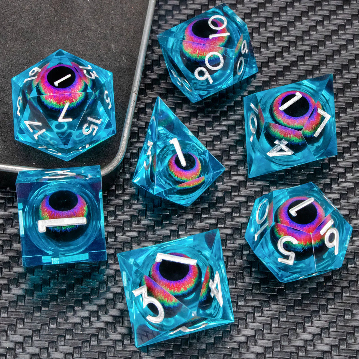 Sharp-Edge Resin Liquid-Core Dice Set for D&D and RPG Games