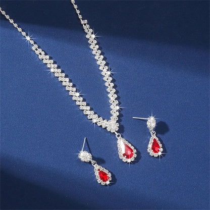 V-Shaped Rhinestone Necklace & Earrings Set - Luxury Jewelry