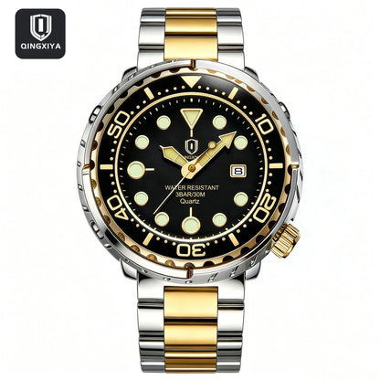 QINGXIYA Men’s Quartz Watch with Luminous Hands and Calendar