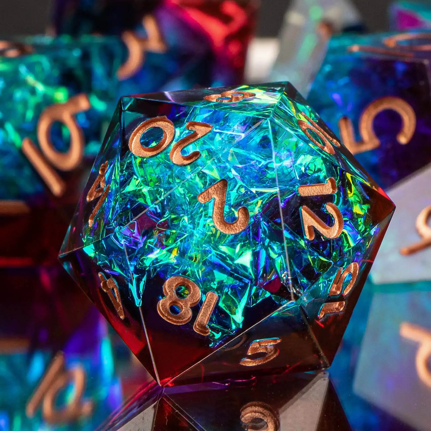 7-Piece Handmade Resin DnD Dice Set - Sharp Edge RPG Dice